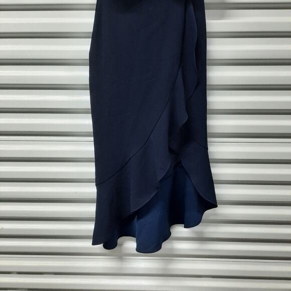 Aqua Dress Women's Size 0 Navy Blue One Shoulder Midi Cocktail Party - Picture 6 of 8